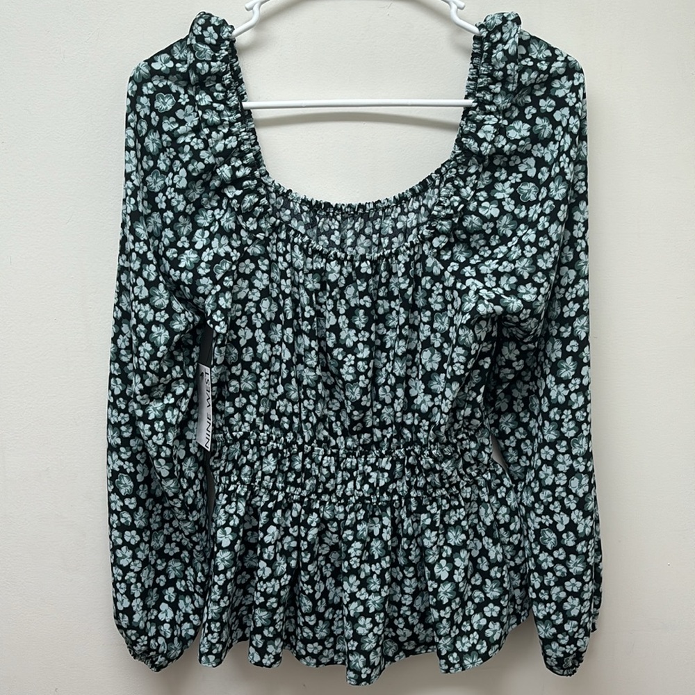 Nine West Black Floral Blouse - Size XS - Picture 6 of 8